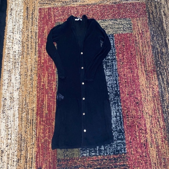 Loft size small long black cardigan with gold buttons - Picture 1 of 9